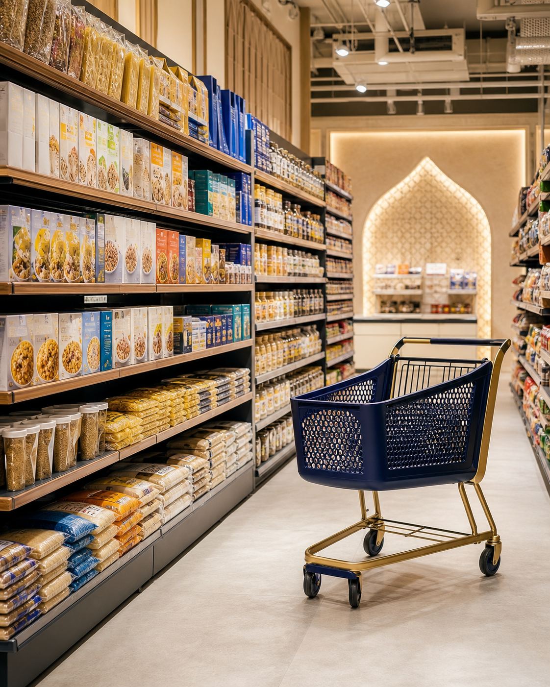 AI-generated concept of a groceries and daily essentials aisle